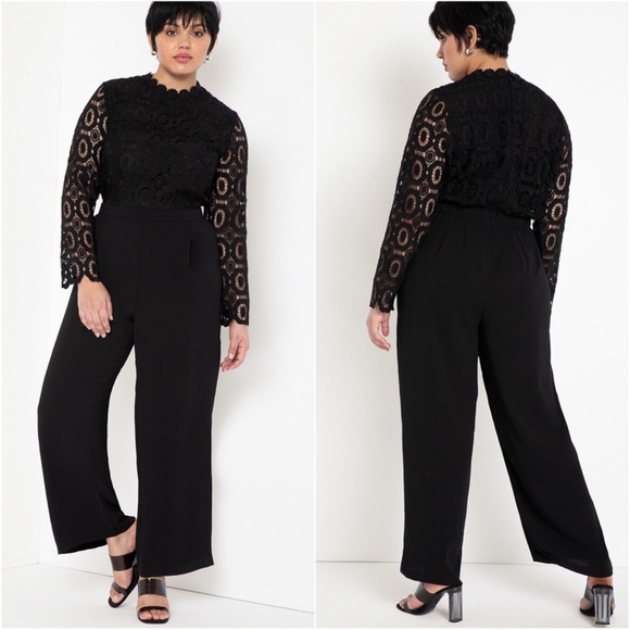 Lace-top wide leg jumpsuit by Eloquii, size 16 - Picture 5 of 7